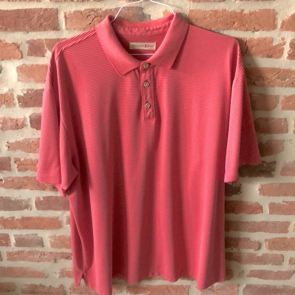 Dark coral ribbed polo shirt